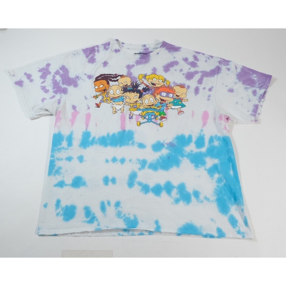 Nickelodeon‎ T-Shirt Womens 2X White Rugrats Tie Dye Short Sleeve Graphic Tee